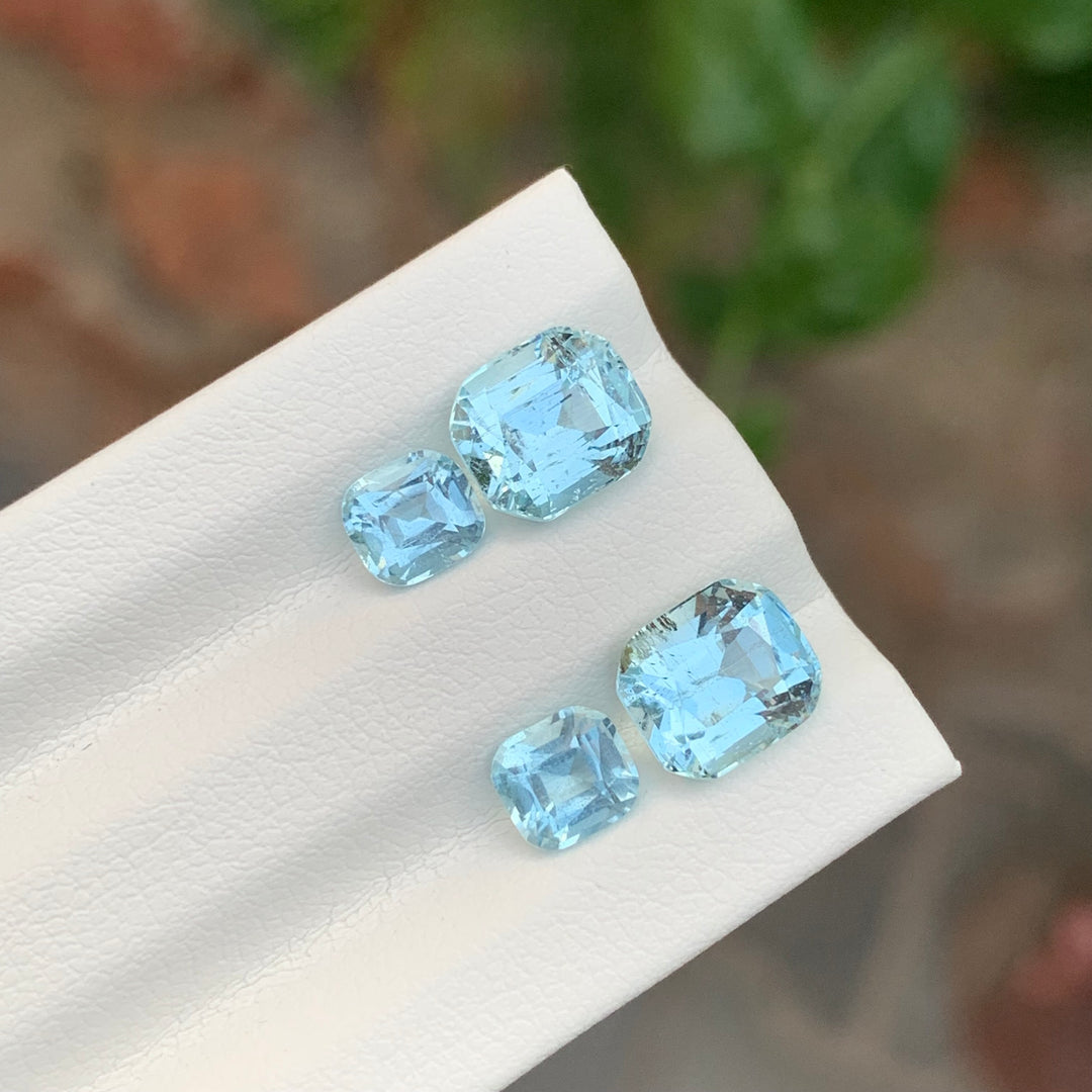 4.75 Carats Faceted Aquamarine Gemstones For Jewelry Set