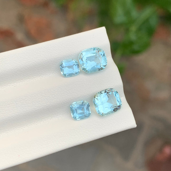 4.75 Carats Faceted Aquamarine Gemstones For Jewelry Set