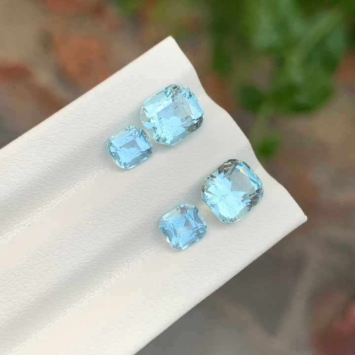 4.75 Carats Faceted Aquamarine Gemstones For Jewelry Set