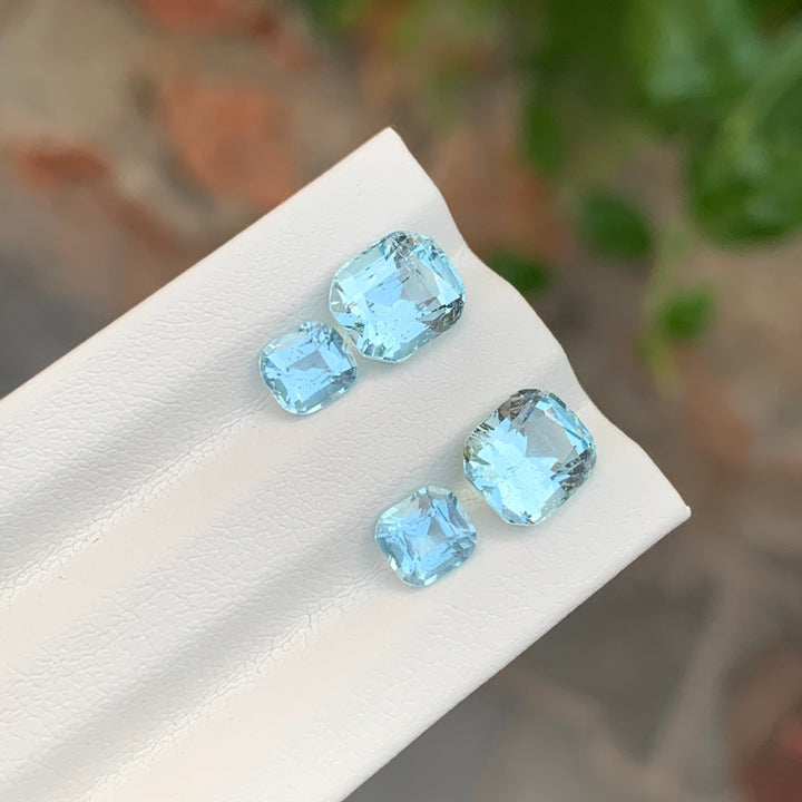 4.75 Carats Faceted Aquamarine Gemstones For Jewelry Set