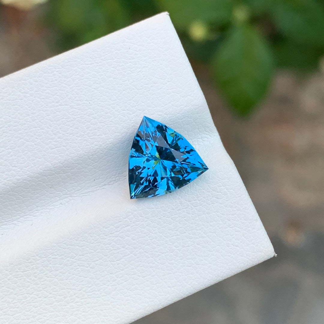 3.65 Carats Trilliant Shape Faceted London Blue Topaz