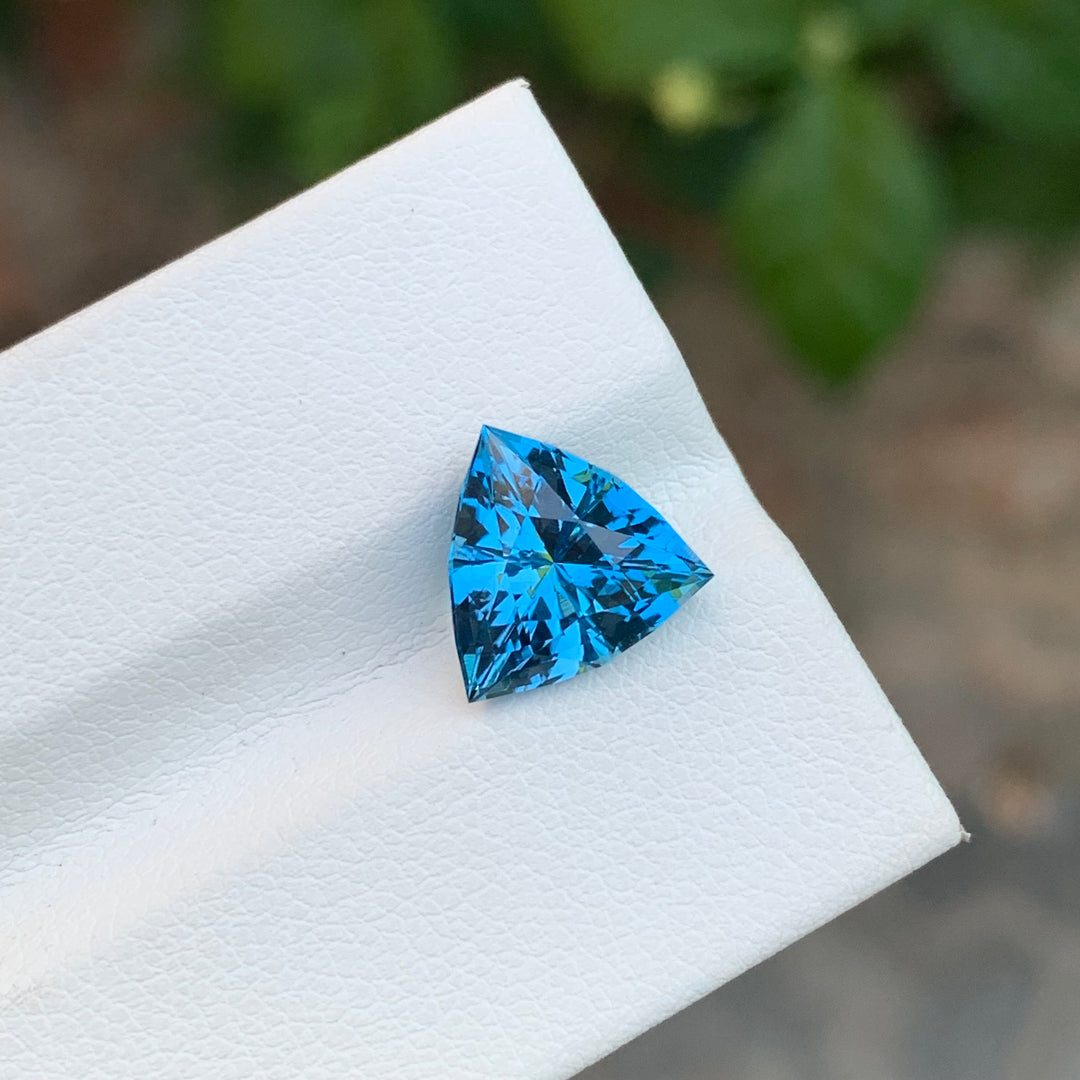 3.65 Carats Trilliant Shape Faceted London Blue Topaz