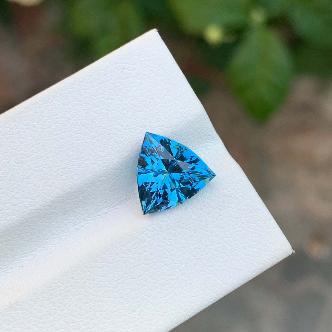 3.65 Carats Trilliant Shape Faceted London Blue Topaz