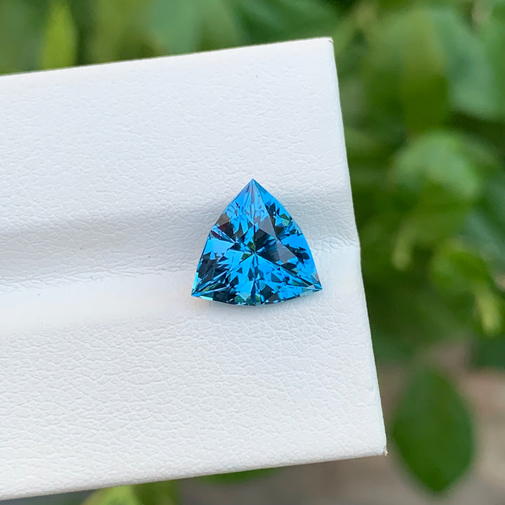 3.65 Carats Trilliant Shape Faceted London Blue Topaz