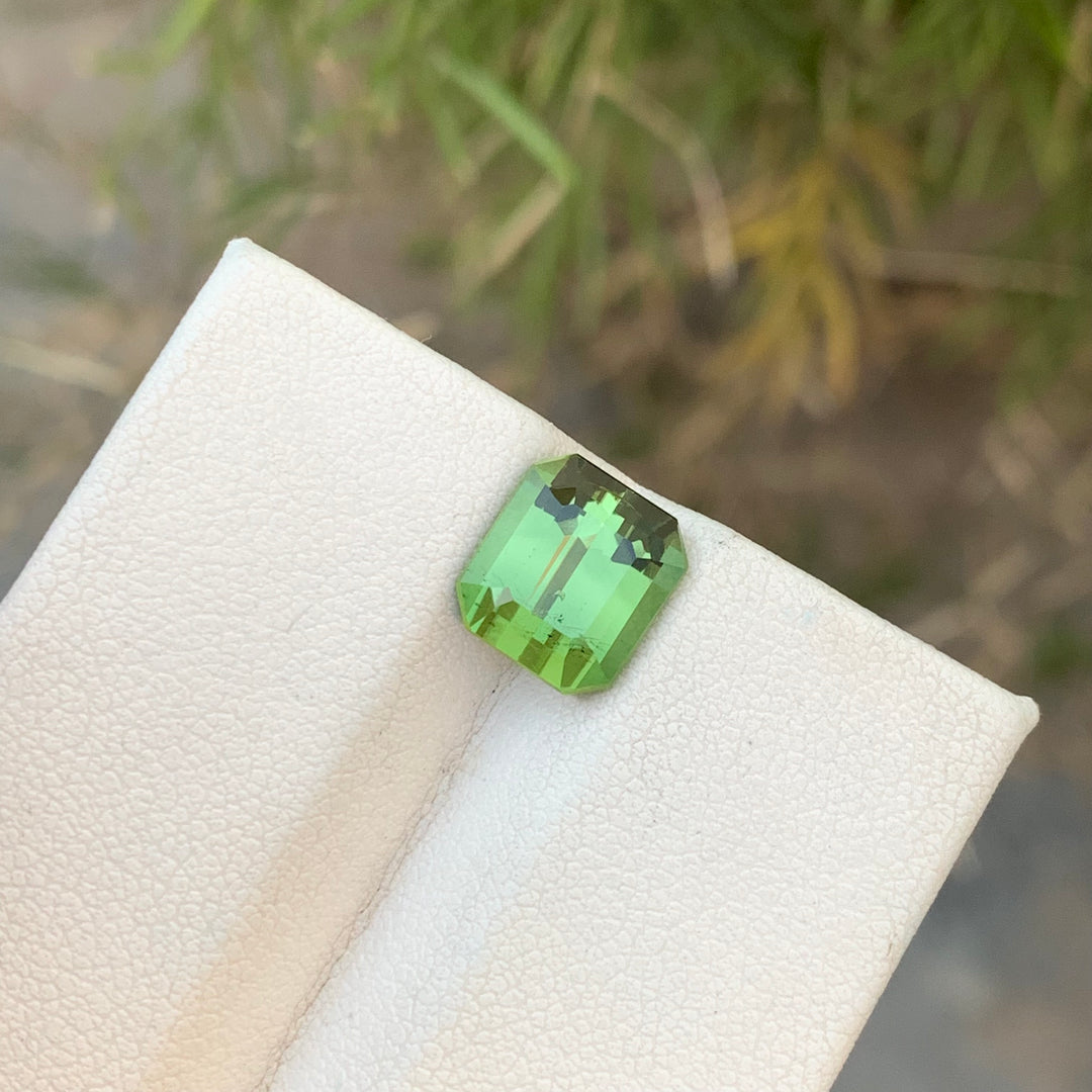 Stunning 3.70 Carats Faceted Emerald Shape Mint Green Tourmaline