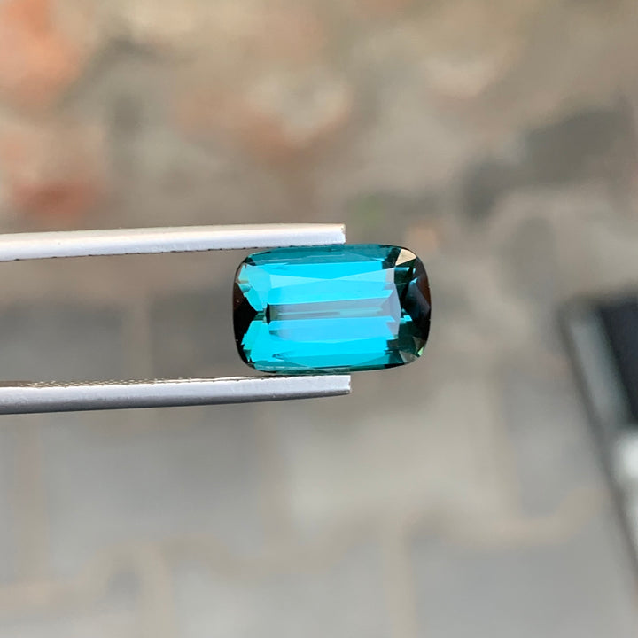 5.55 Carats Long Cushion Faceted Indicolite Tourmaline