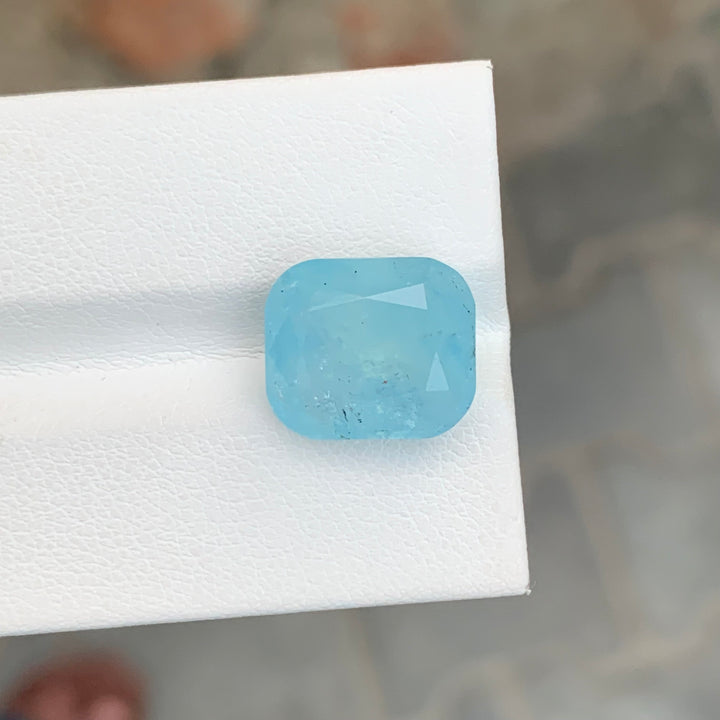 7.40 Carats Cushion Shape Nigerian Faceted Aquamarine