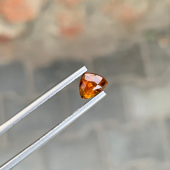 1.15 Carats Loose Sphene (Titanite) Trillion Shape Smokey Orange