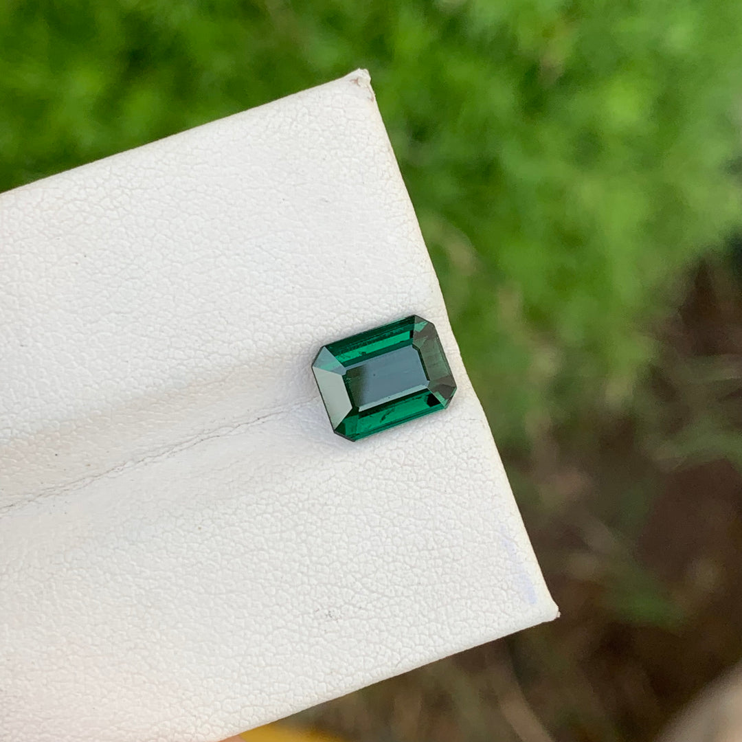 2.80 Carats Magnificent Natural Faceted Emerald Shape Dark Green Tourmaline