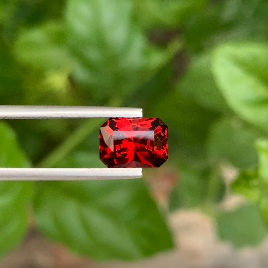 3.20 Carats Faceted Emerald Shape Rhodolite Garnet