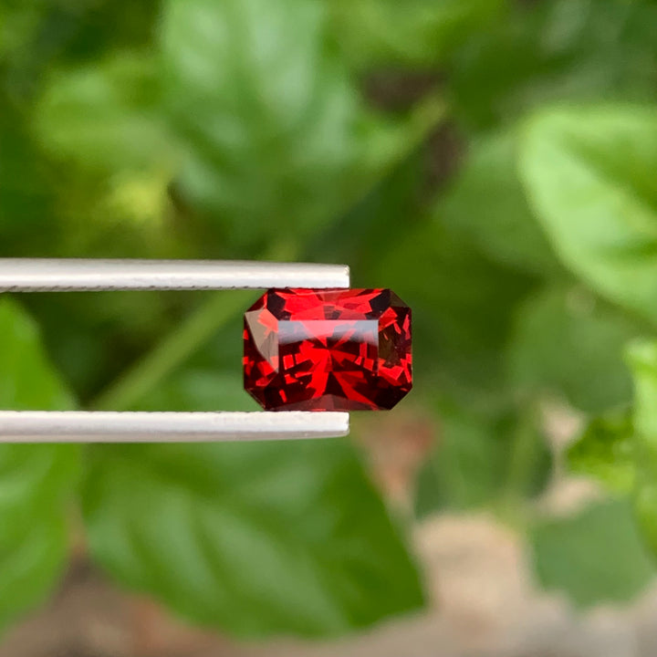 3.20 Carats Faceted Emerald Shape Rhodolite Garnet