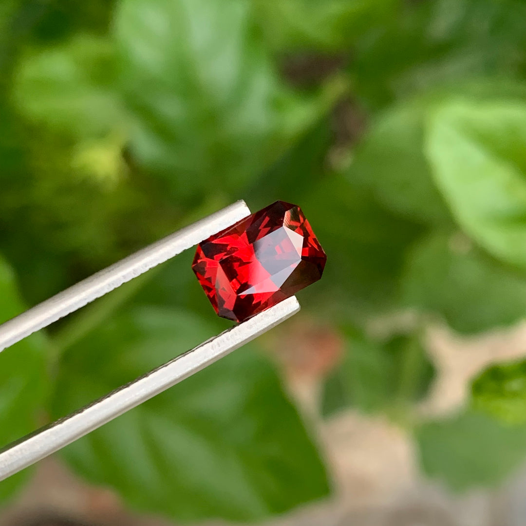 3.20 Carats Faceted Emerald Shape Rhodolite Garnet