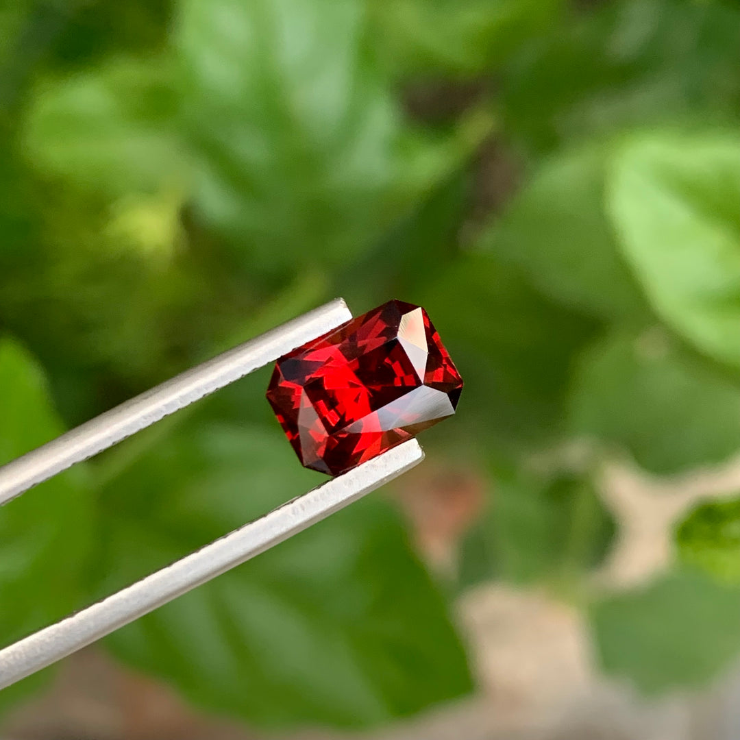 3.20 Carats Faceted Emerald Shape Rhodolite Garnet