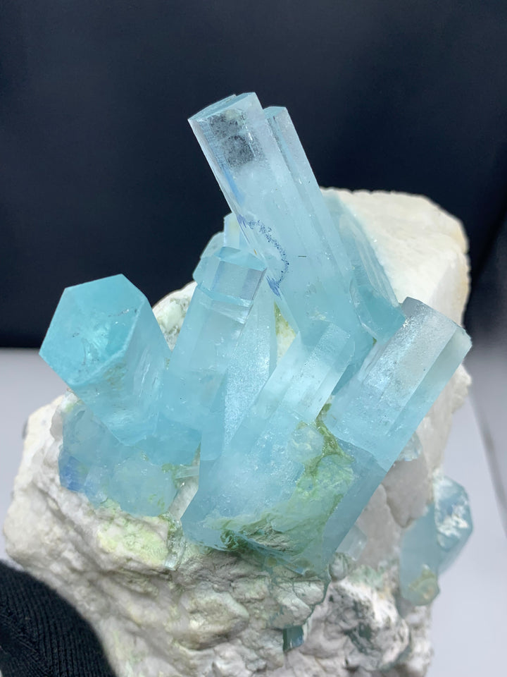 Tremendous Aquamarine Crystal Cluster With Feldspar Specimen