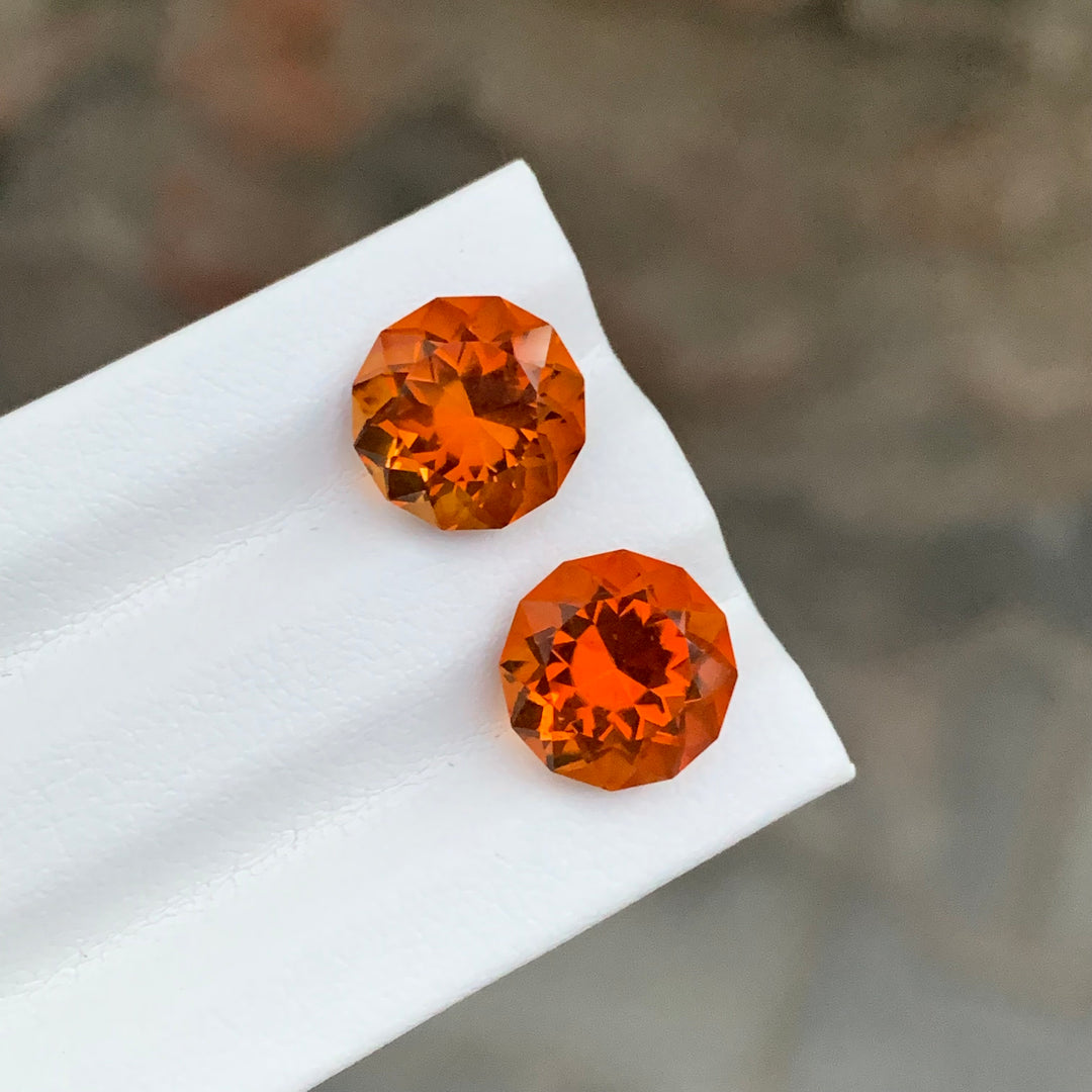 5.95 Carats Flower Cut Loose Mandarin Citrine