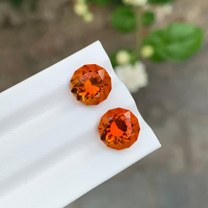 5.95 Carats Flower Cut Loose Mandarin Citrine