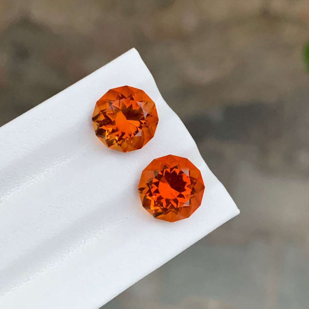 5.95 Carats Flower Cut Loose Mandarin Citrine