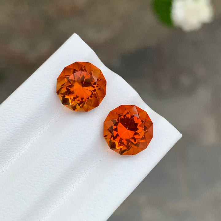 5.95 Carats Flower Cut Loose Mandarin Citrine