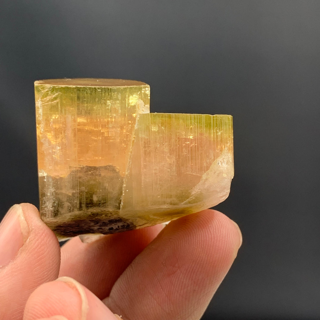 Glamorous Natural Tri Color Dual Tourmaline Crystals With Albite Specimen