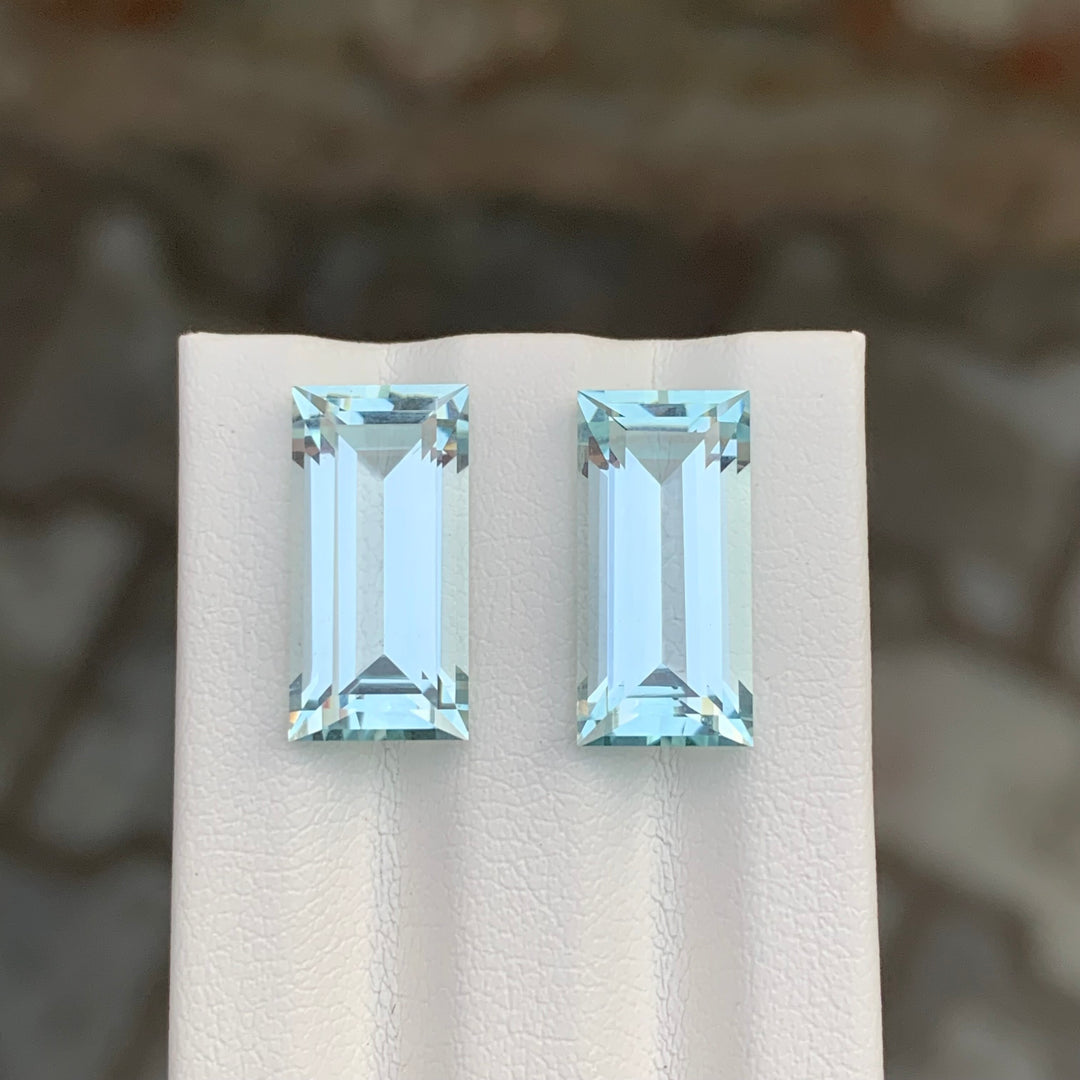 9.50 Carats Baguette Shape Loose Aquamarine Pair