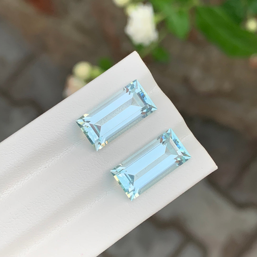 9.50 Carats Baguette Shape Loose Aquamarine Pair