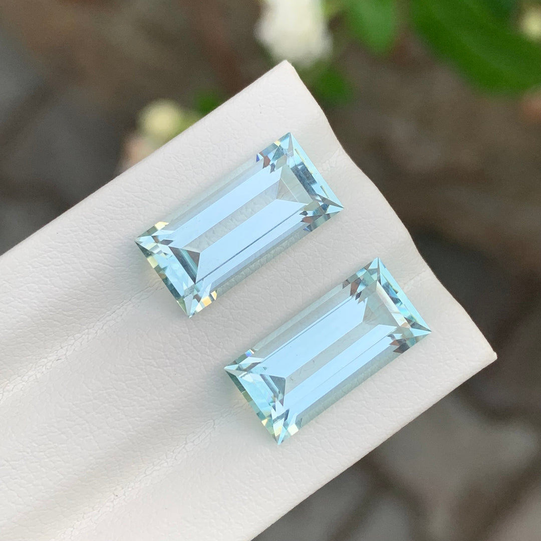 9.50 Carats Baguette Shape Loose Aquamarine Pair