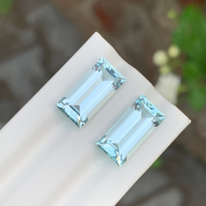 9.50 Carats Baguette Shape Loose Aquamarine Pair