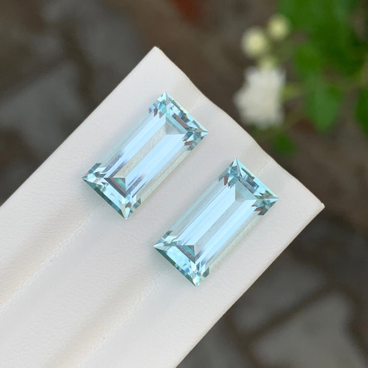 9.50 Carats Baguette Shape Loose Aquamarine Pair