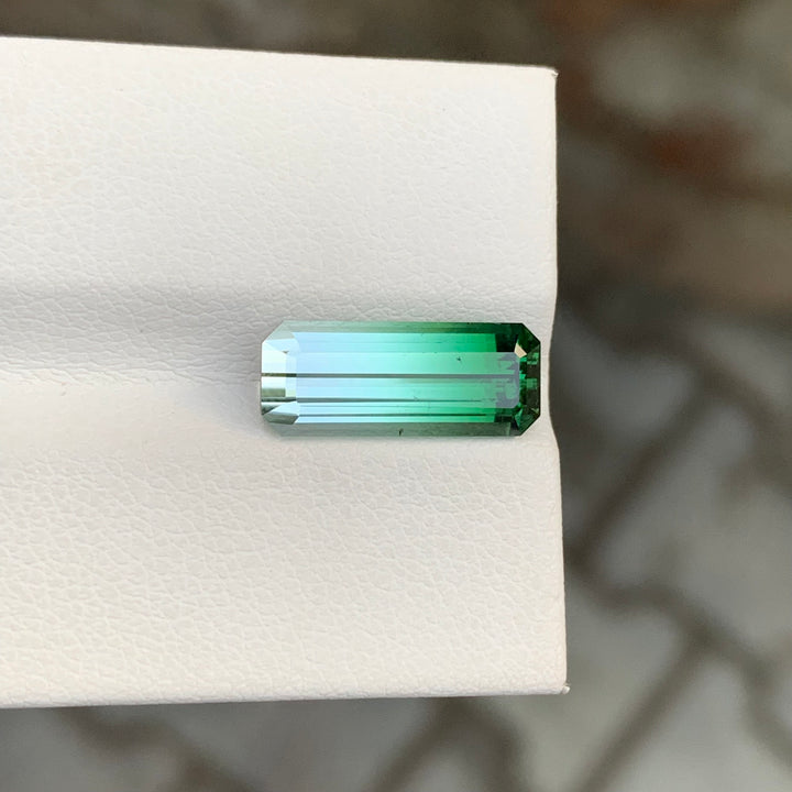 4.45 Carats Emerald Shape Bicolor Tourmaline Gemstone