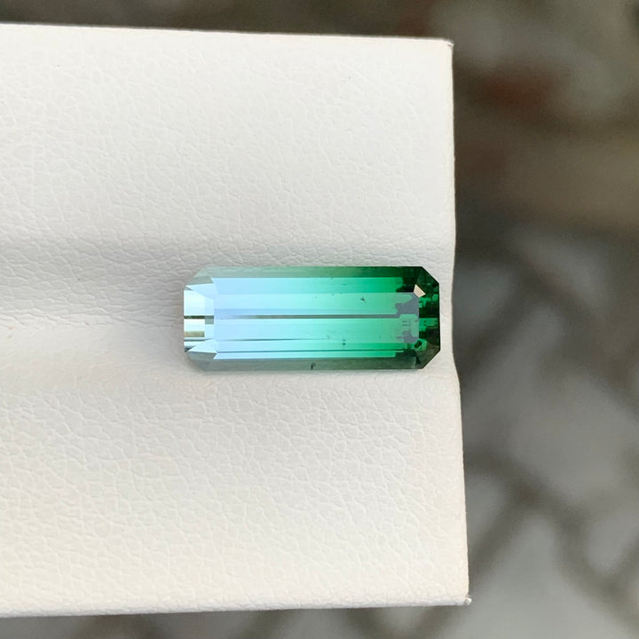 4.45 Carats Emerald Shape Bicolor Tourmaline Gemstone