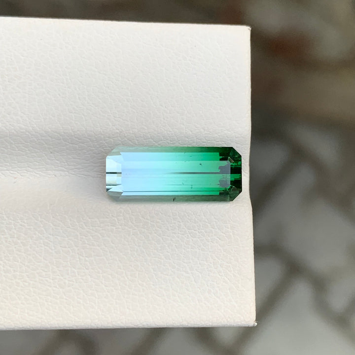 4.45 Carats Emerald Shape Bicolor Tourmaline Gemstone