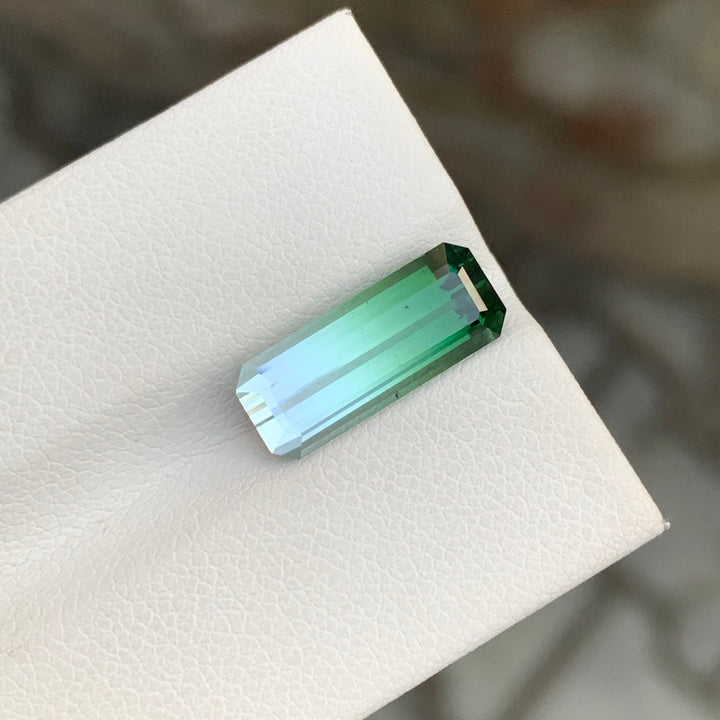 4.45 Carats Emerald Shape Bicolor Tourmaline Gemstone