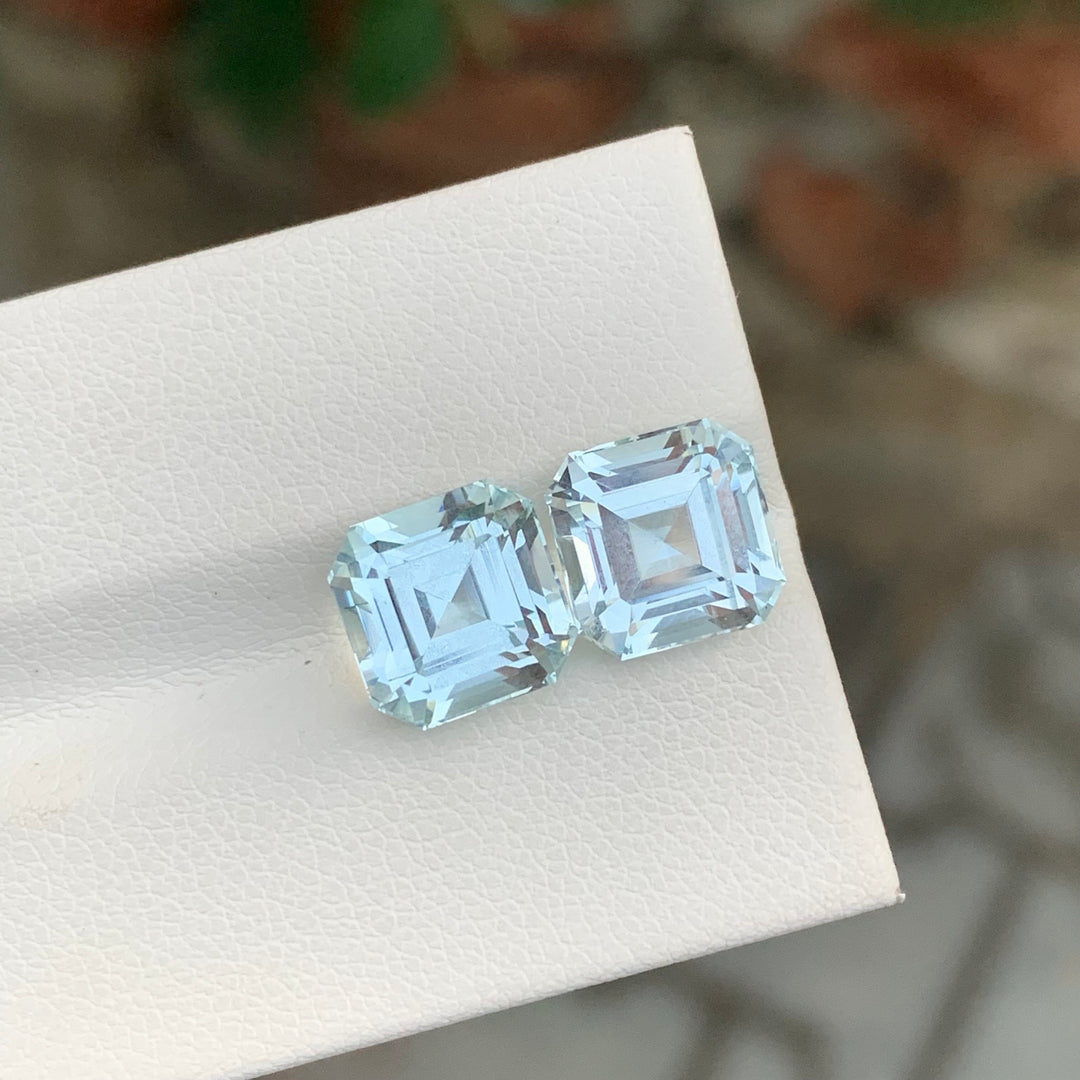 7.70 Carats Ascher Cut Dual Loose Aquamarine Gemstone