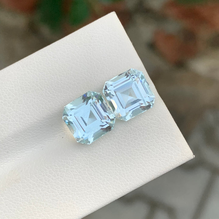 7.70 Carats Ascher Cut Dual Loose Aquamarine Gemstone