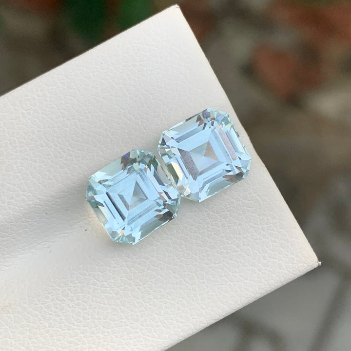 7.70 Carats Ascher Cut Dual Loose Aquamarine Gemstone