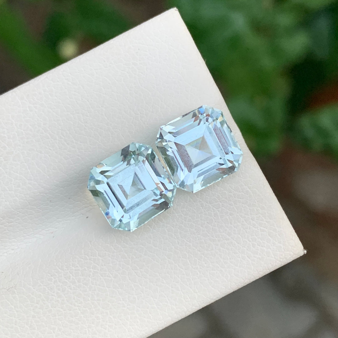 7.70 Carats Ascher Cut Dual Loose Aquamarine Gemstone