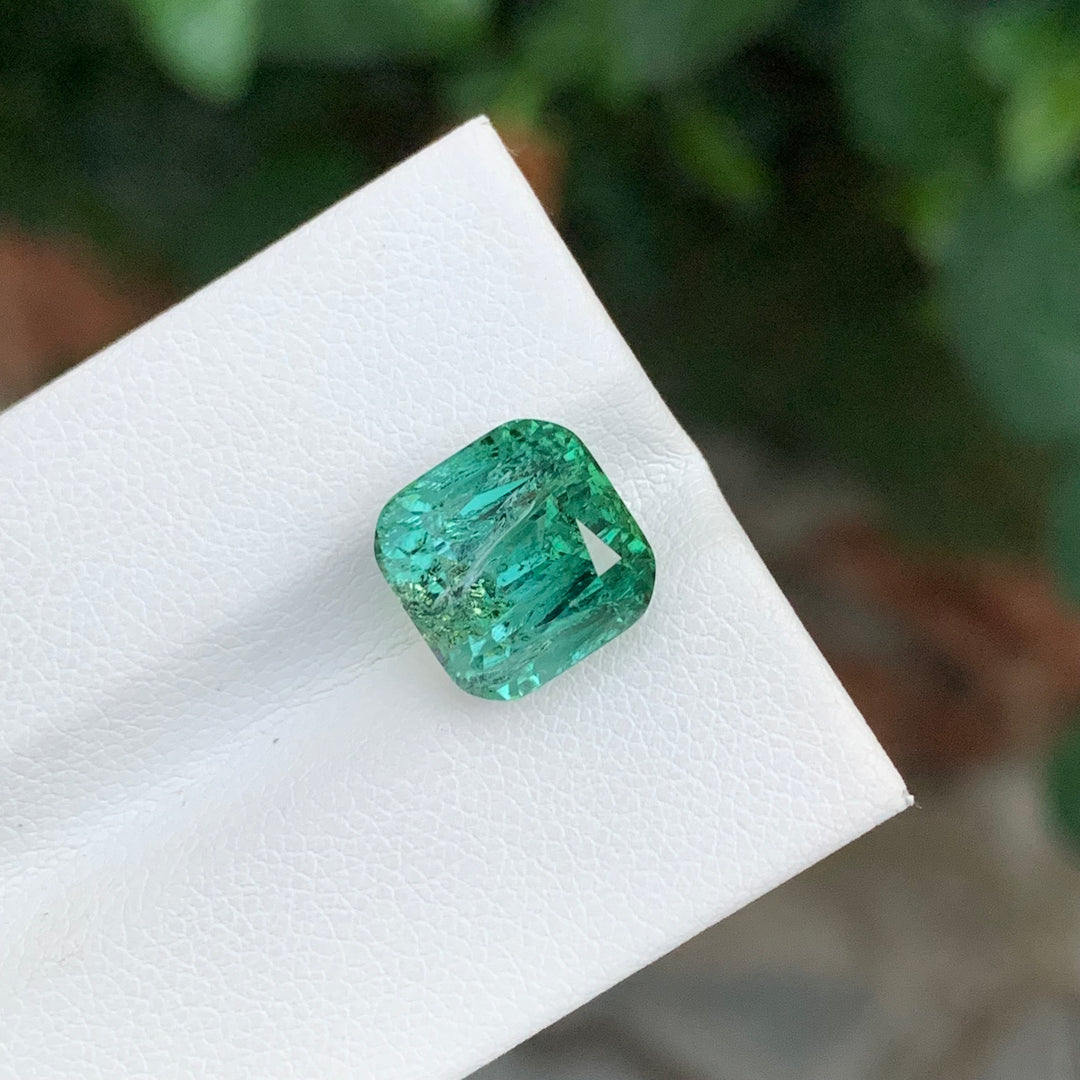 6.45 Carats Cushion Shape Bluish Green Tourmaline