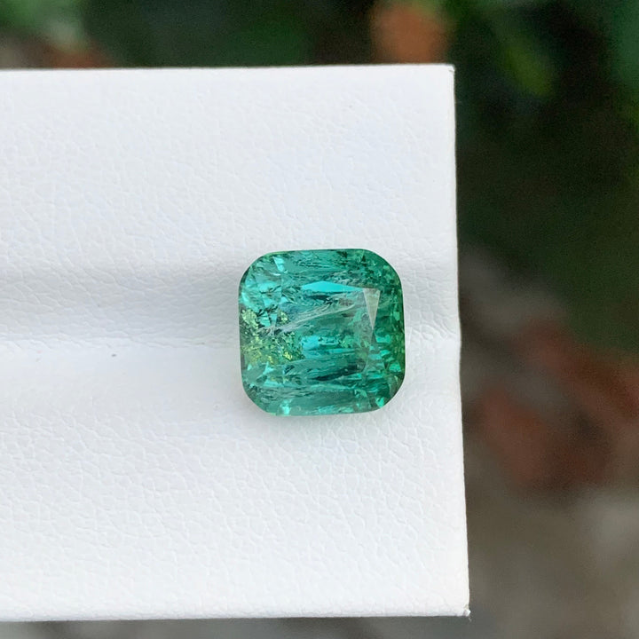 6.45 Carats Cushion Shape Bluish Green Tourmaline