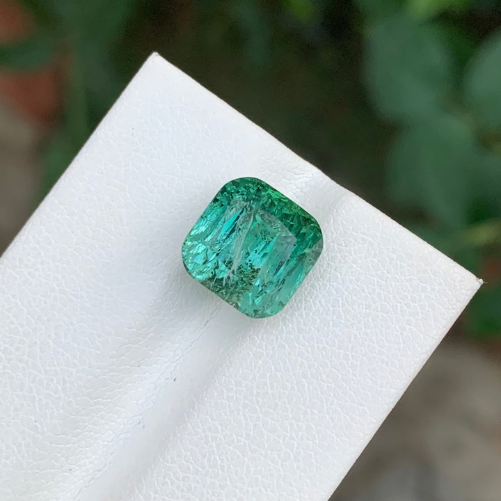 6.45 Carats Cushion Shape Bluish Green Tourmaline