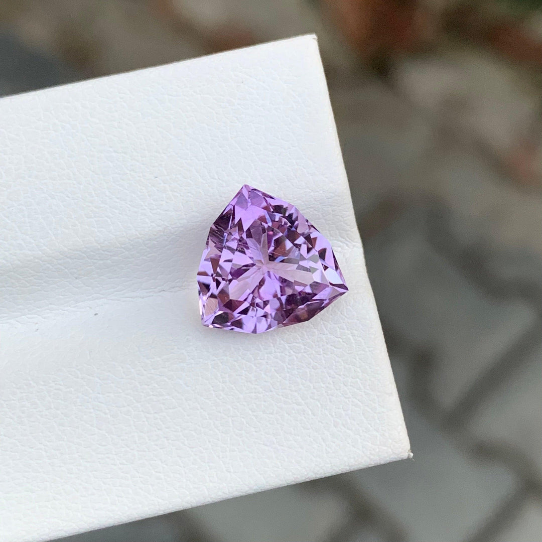 4.40 Carats Trilliant Shape Faceted Lavender Amethyst