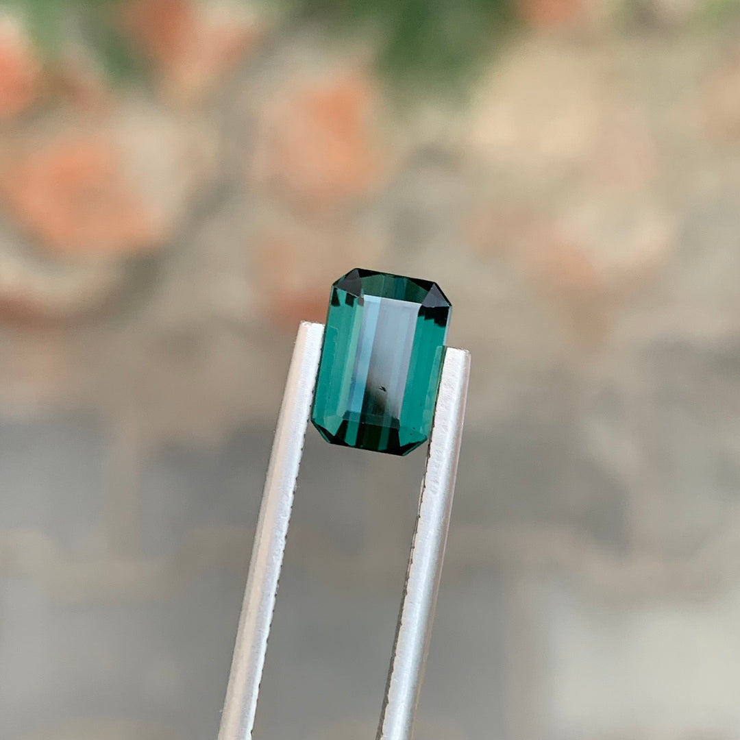 1.95 Carats Emerald Shape Faceted Dark Lagoon Tourmaline