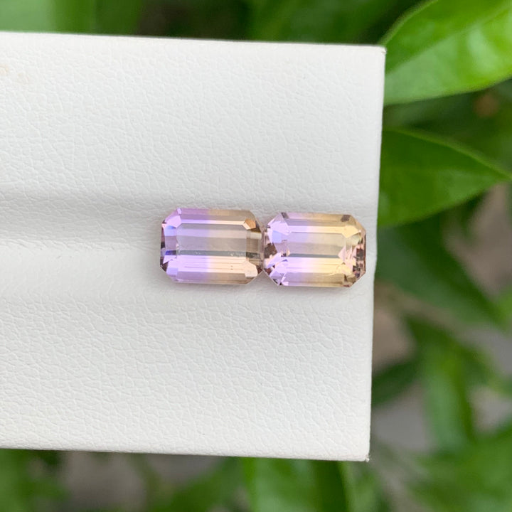 3.75 Carats Faceted Emerald Shape Brazilian Ametrine Pieces