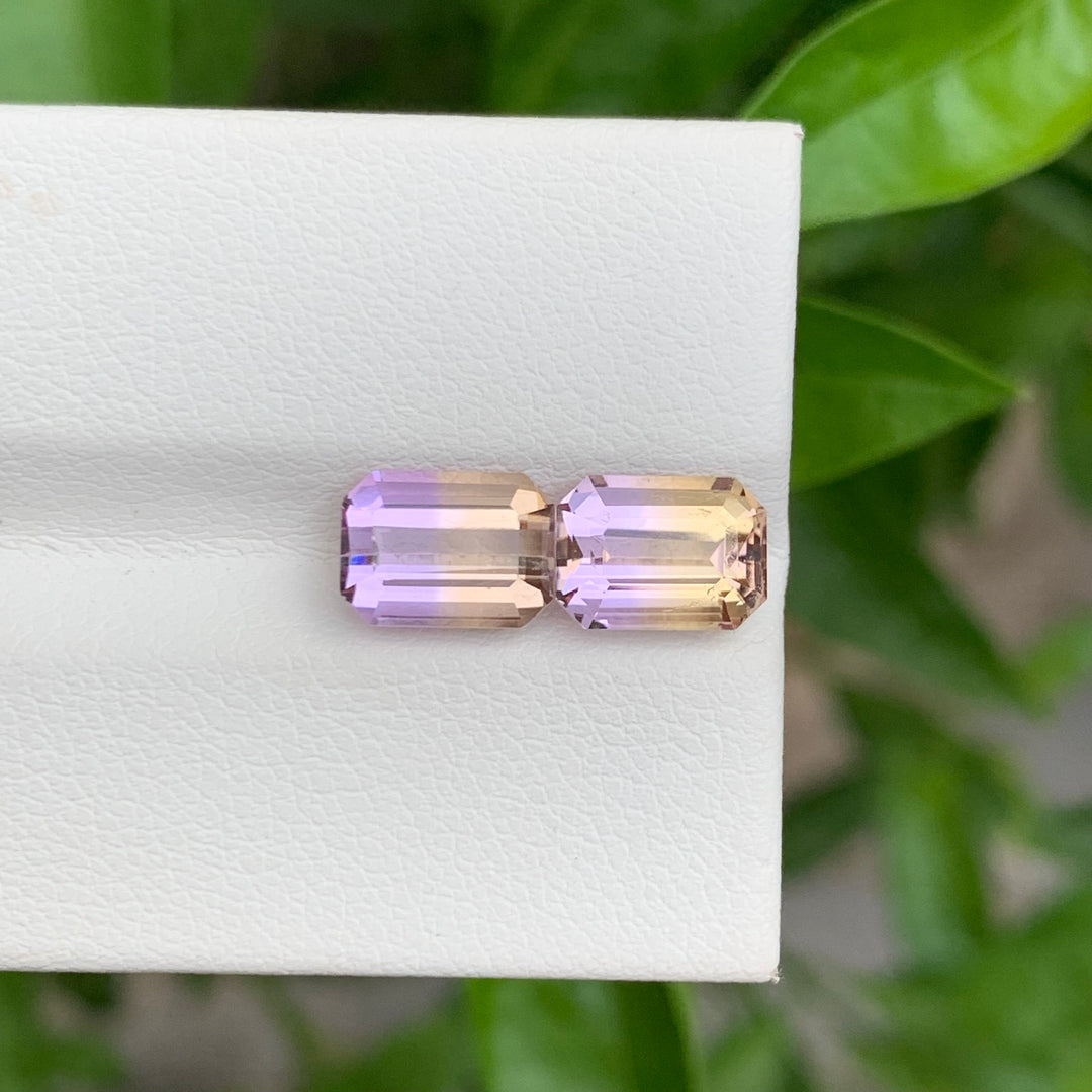 3.75 Carats Faceted Emerald Shape Brazilian Ametrine Pieces