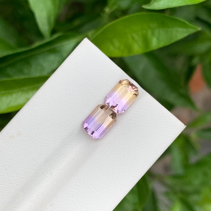 3.75 Carats Faceted Emerald Shape Brazilian Ametrine Pieces