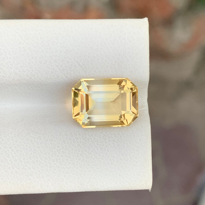 5.95 Carats Emerald Cut Bicolor Loose Citrine