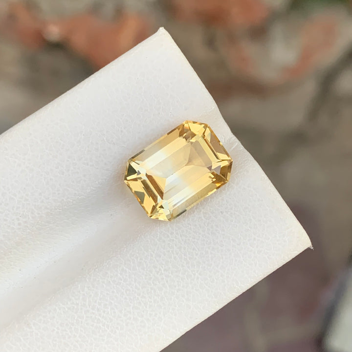 5.95 Carats Emerald Cut Bicolor Loose Citrine