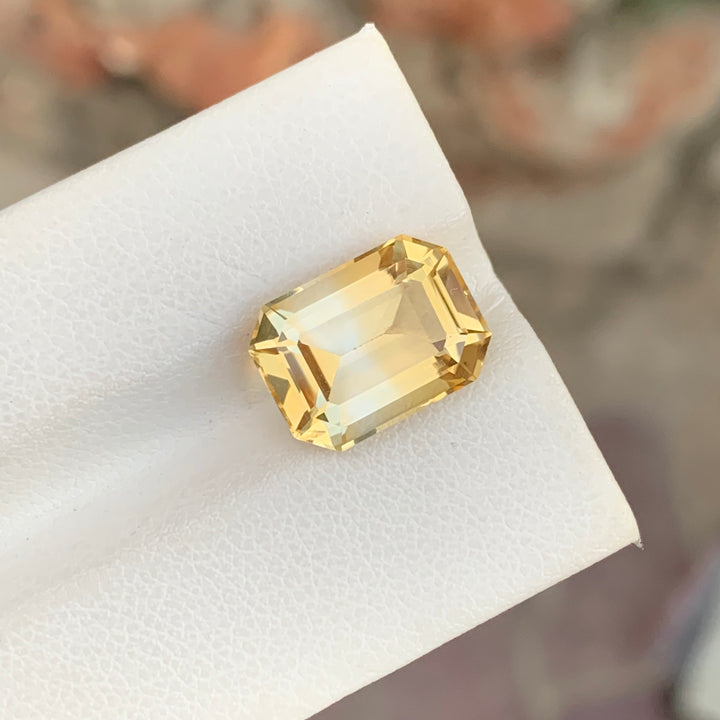 5.95 Carats Emerald Cut Bicolor Loose Citrine