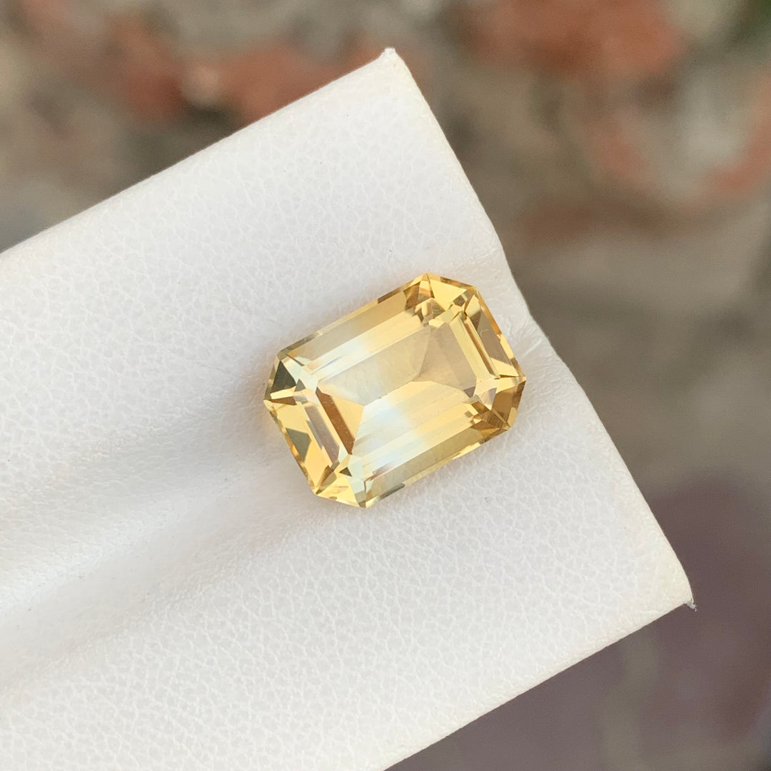 5.95 Carats Emerald Cut Bicolor Loose Citrine