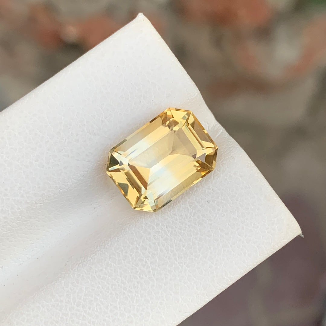 5.95 Carats Emerald Cut Bicolor Loose Citrine