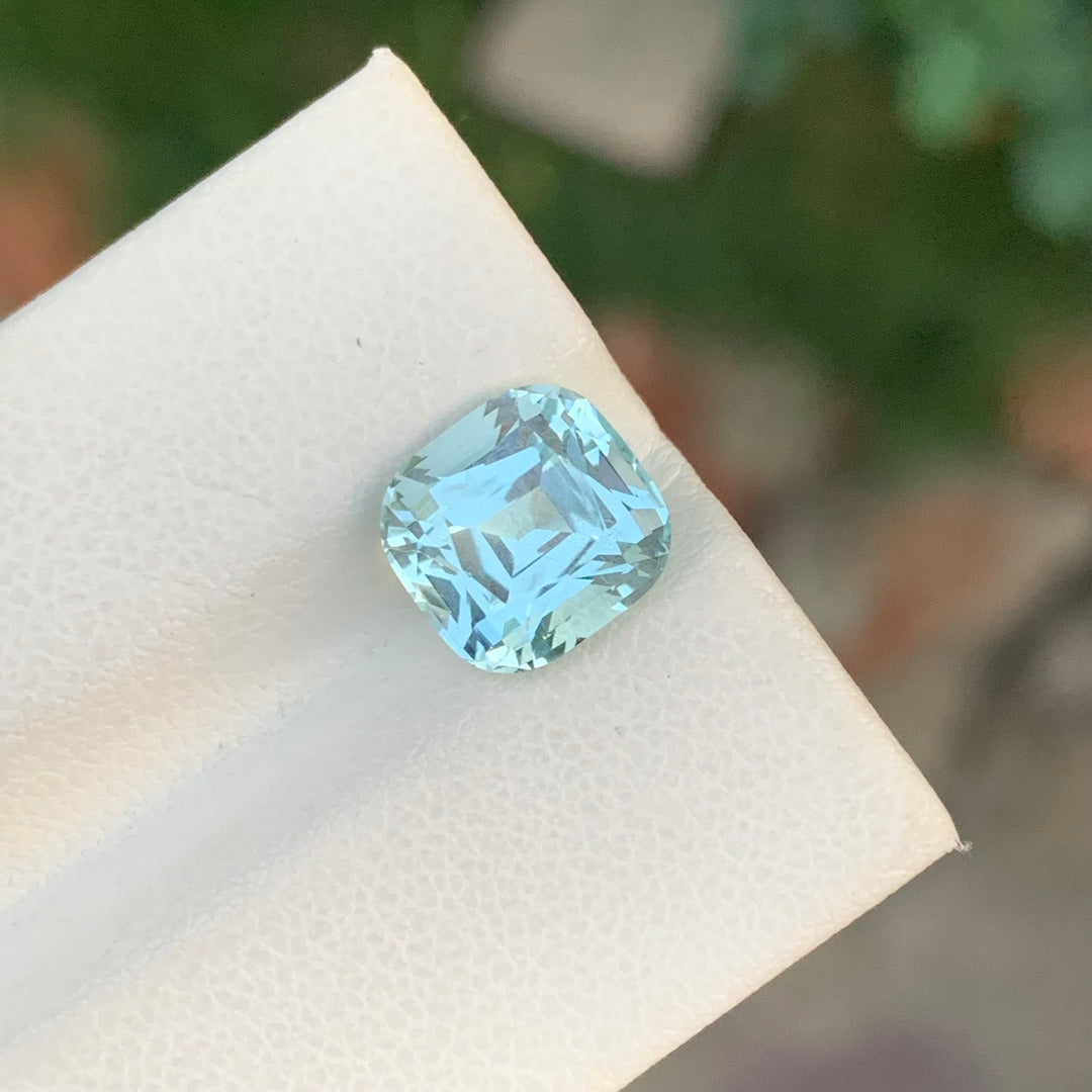 3.15 Carats Cushion Cut Faceted Aquamarine